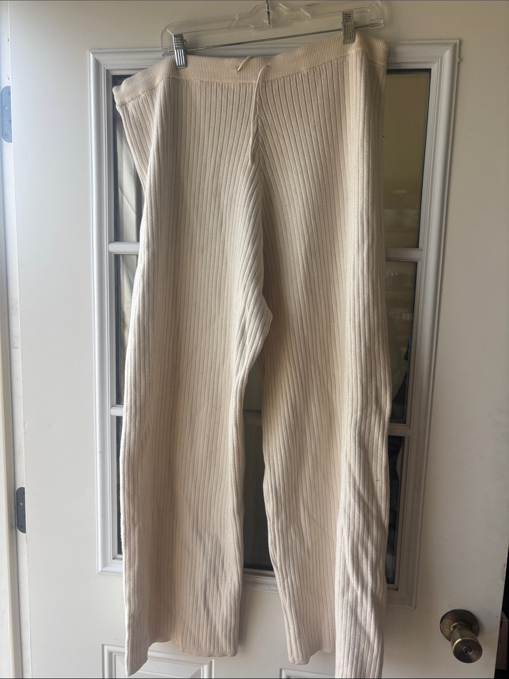 PINK Victoria's Secret Ribbed Cream Track Joggers